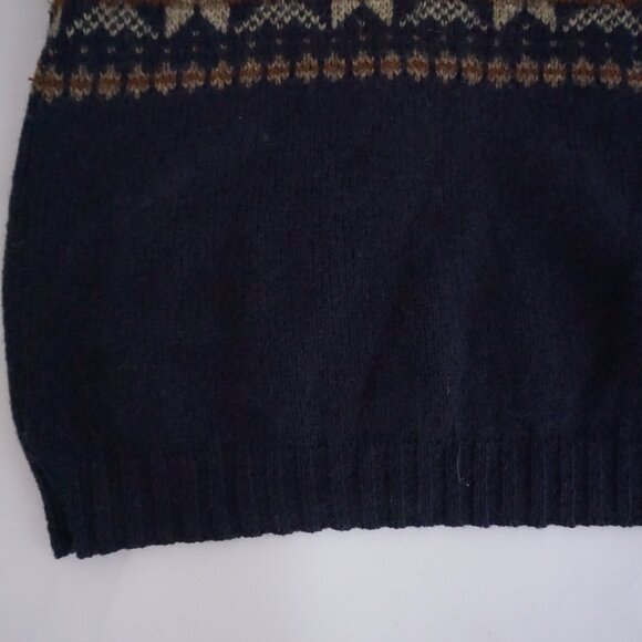 Vintage Eddie Bauer Navy Wool Fair Isle Cabincore Eclectic Grandpa Sweater XL - Picture 7 of 10